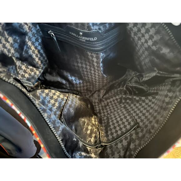 Karl Lagerfeld Paris Tote Bag Colorful Leaf Print Large Shoulder Carryall Purse - Picture 4 of 6